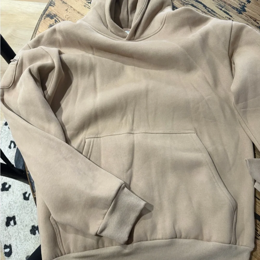COMFRT Women's Beige Hoodie Sweatshirt - Picture 2 of 3